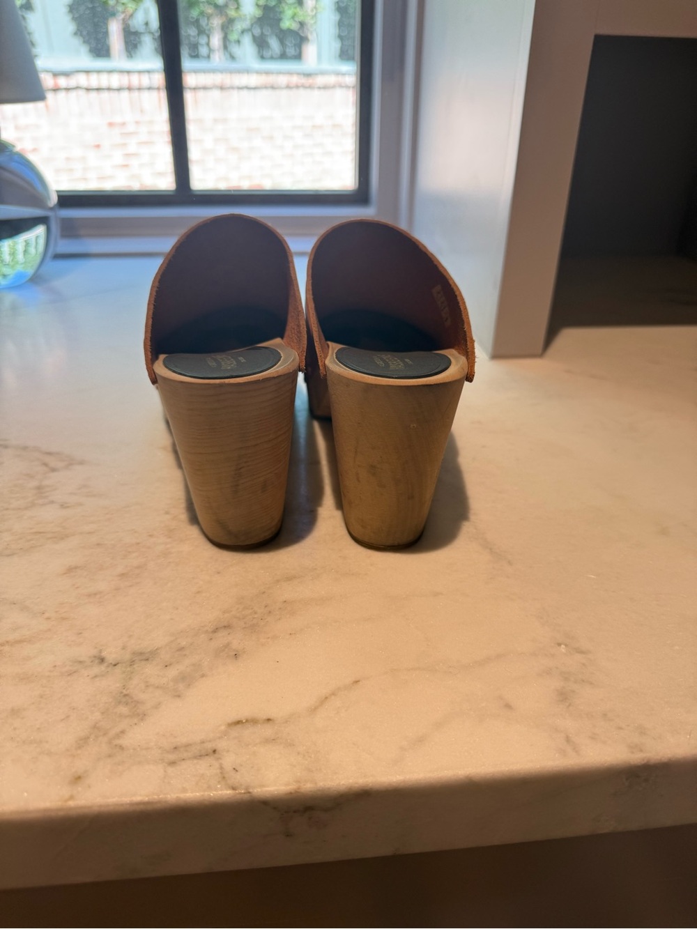 Swedish Hasbeens Mustard Tan Leather Clog Heels - Picture 5 of 5